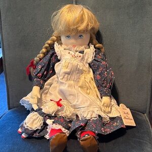 Pauline Doll with Navy Floral Dress and Blonde Braids